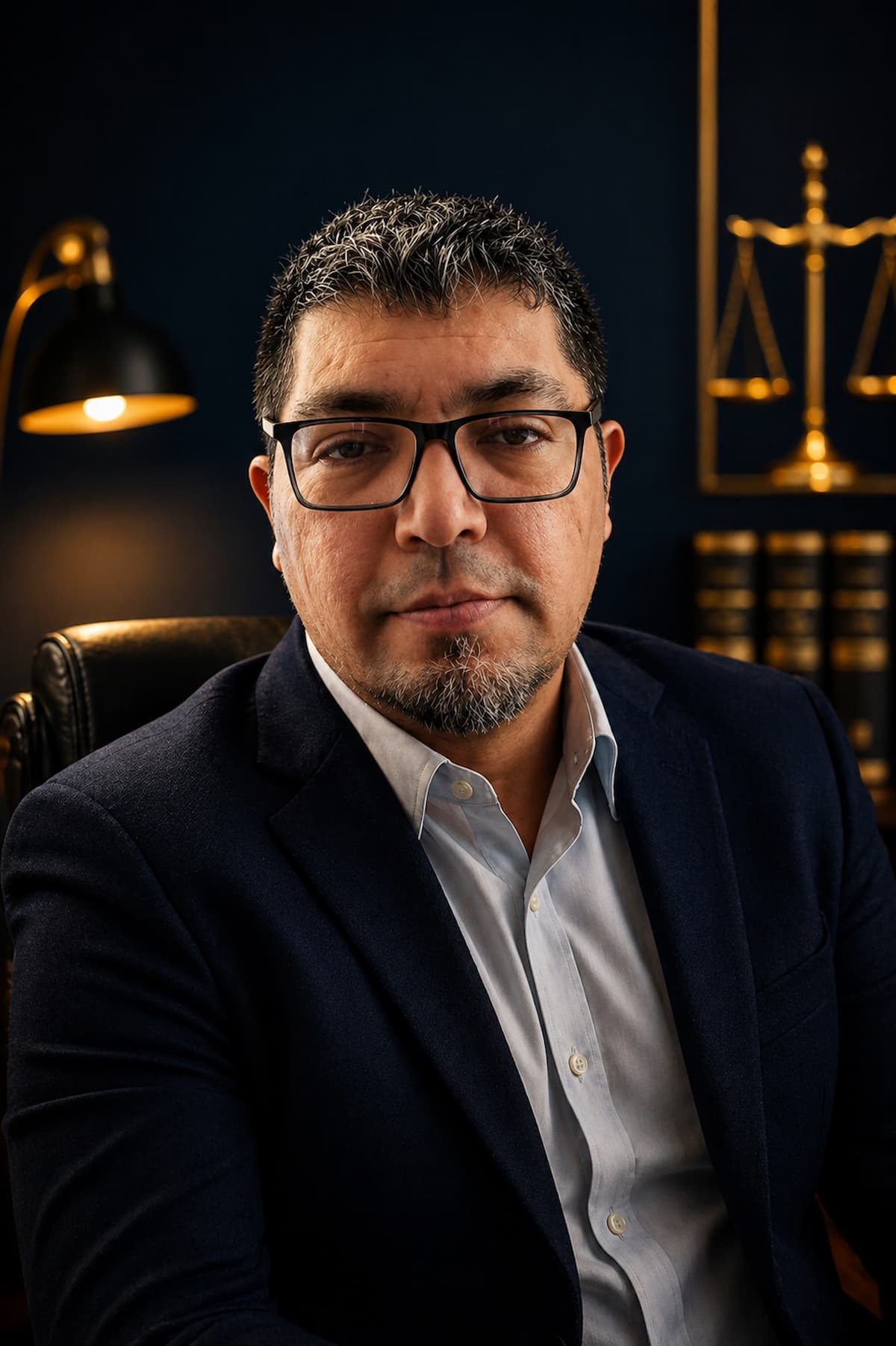 Dr. Daniel Guevara en su estudio jurídico de Capilla del Monte, Córdoba